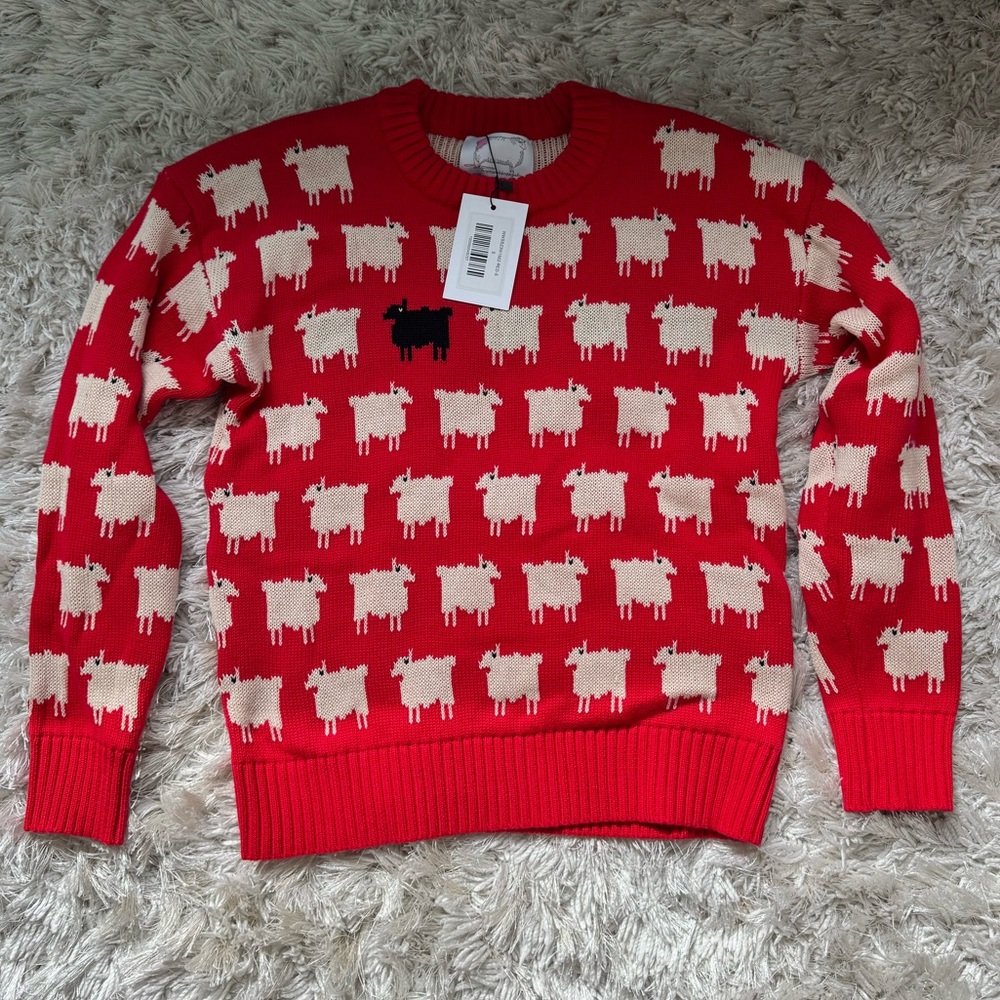 NWT Warm and Wonderful Diana Sheep Sweater in red size small!